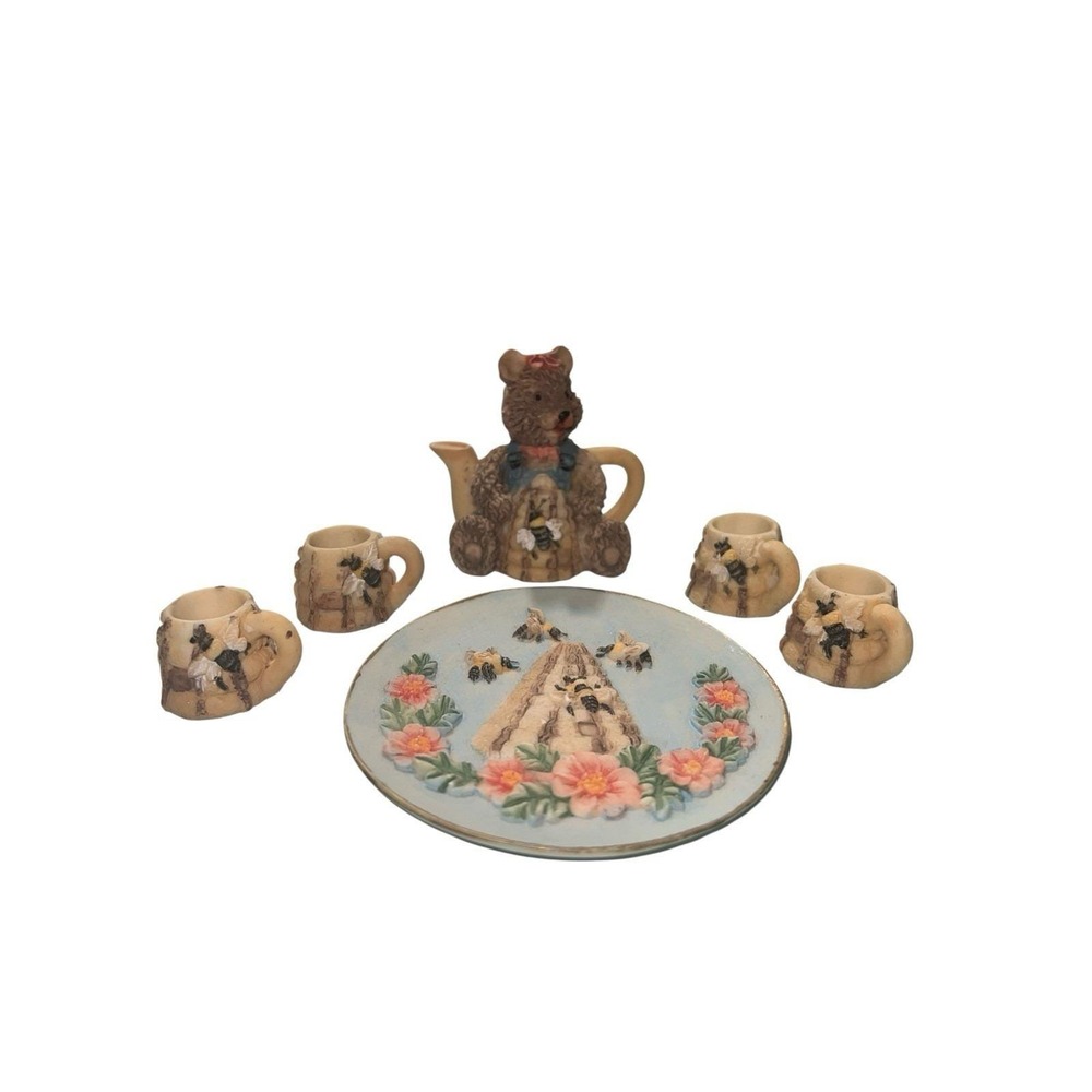 Mini Tea‎ Set Honey Bears And Bees Resin 6 Piece Set - Picture 4 of 4